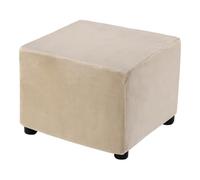 sourcing map Stretch Foot Stool Cover Square Footrest Slipcover with Elastic Footstool Protector for Living Room Bedroom Fit Length 68.6-81.3cm/27-32inch, Camel
