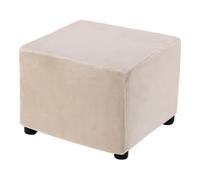 sourcing map Stretch Foot Stool Cover Square Footrest Slipcover with Elastic Footstool Protector for Living Room Bedroom Fit Length 68.6-81.3cm/27-32inch, Beige