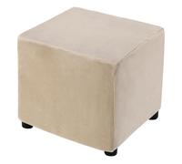 sourcing map Stretch Foot Stool Cover Square Footrest Slipcover with Elastic Footstool Protector for Living Room Bedroom Fit Length 33-45.7cm/13-18inch, Camel