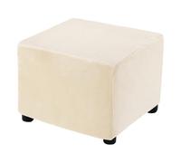 sourcing map Stretch Foot Stool Cover Square Footrest Slipcover with Elastic Footstool Protector for Living Room Bedroom Fit Length 68.6-81.3cm/27-32inch, Light Beige