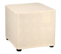 sourcing map Stretch Ottoman Cover Stripe Square Ottoman Slipcover with Elastic for Foot Stool Living Room Bedroom Fit Length 37-45cm / 14"-17", Small, Beige