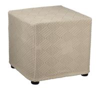 sourcing map Stretch Ottoman Cover Stripe Square Ottoman Slipcover with Elastic for Foot Stool Living Room Bedroom Fit Length 37-45cm / 14"-17", Small, Khaki