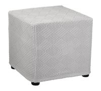 sourcing map Stretch Ottoman Cover Stripe Square Ottoman Slipcover with Elastic for Foot Stool Living Room Bedroom Fit Length 37-45cm / 14"-17", Small, Light Gray