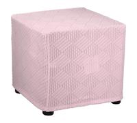 sourcing map Stretch Ottoman Cover Stripe Square Ottoman Slipcover with Elastic for Foot Stool Living Room Bedroom Fit Length 37-45cm / 14"-17", Small, Light Pink