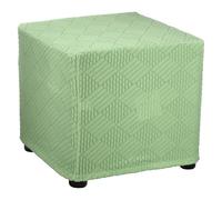 sourcing map Stretch Ottoman Cover Stripe Square Ottoman Slipcover with Elastic for Foot Stool Living Room Bedroom Fit Length 37-45cm / 14"-17", Small, Light Green