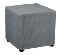 sourcing map Stretch Ottoman Cover Stripe Square Ottoman Slipcover with Elastic for Foot Stool Living Room Bedroom Fit Length 37-45cm / 14"-17", Small, Deep Gray