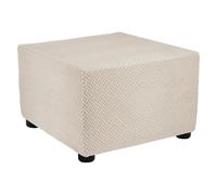 sourcing map Stretch Ottoman Cover Twill Square Ottoman Slipcover with Elastic for Foot Stool Living Room Bedroom Fit Length 57-70cm / 23"-27", Medium, Beige