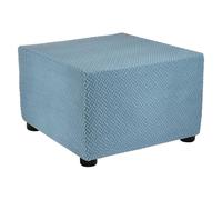 sourcing map Stretch Ottoman Cover Twill Square Ottoman Slipcover with Elastic for Foot Stool Living Room Bedroom Fit Length 57-70cm / 23"-27", Medium, Blue