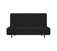 sourcing map Stretch Sofa Bed Cover, Polyester Couch Slipcover Sofa Protector Covers without Armrests for Living Room Fit Length 190-210cm/75-83", Black