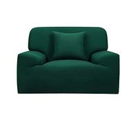 sourcing map Stretch Sofa Covers 1 Seater,Solid Elastic Sofa Slipcovers Washable Soft for Dogs - Spandex Universal Couch Covers for Furniture with One Pillow Cover Dark Green