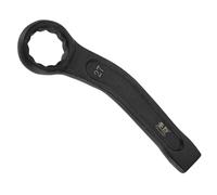 sourcing map Striking Wrench 27mm 45# Steel Spraying 6-Point Flat Strike Wrench Slogging Ring Spanner Bend Handle Box End Striking Tool for Automotive Repair Furniture Assembly, Black