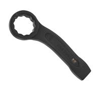 sourcing map Striking Wrench 46mm 45# Steel Spraying 6-Point Flat Strike Wrench Slogging Ring Spanner Bend Handle Box End Striking Tool for Automotive Repair Furniture Assembly, Black
