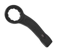 sourcing map Striking Wrench 55mm 45# Steel Spraying 6-Point Flat Strike Wrench Slogging Ring Spanner Bend Handle Box End Striking Tool for Automotive Repair Furniture Assembly, Black