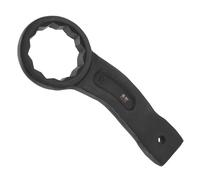 sourcing map Striking Wrench 70mm 45# Steel Spraying 6-Point Flat Strike Wrench Slogging Ring Spanner Bend Handle Box End Striking Tool for Automotive Repair Furniture Assembly, Black