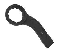 sourcing map Striking Wrench 80mm 45# Steel Spraying 6-Point Flat Strike Wrench Slogging Ring Spanner Bend Handle Box End Striking Tool for Automotive Repair Furniture Assembly, Black