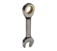 sourcing map Stubby Ratcheting Wrench 16mm Metric Box and Open End Cr-Mo Steel 12-Point 72-Teeth Geared Combination Wrench Spanner for Home Auto Repair Machine Maintenance