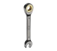 sourcing map Stubby Ratcheting Wrench 8mm Metric Box and Open End Cr-Mo Steel 12-Point 72-Teeth Geared Combination Wrench Spanner for Home Auto Repair Machine Maintenance