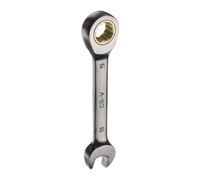sourcing map Stubby Ratcheting Wrench 9mm Metric Box and Open End Cr-Mo Steel 12-Point 72-Teeth Geared Combination Wrench Spanner for Home Auto Repair Machine Maintenance