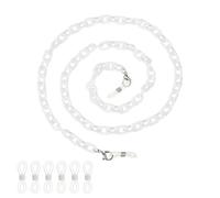 sourcing map Stylish Acrylic Eyeglasses Chain for Woman, Acrylic Mask Lanyard Chains Fashion Sunglasses Strap Holder Necklace Eyewear Retainer Cord with Anti-Slip Silicone Loops, White