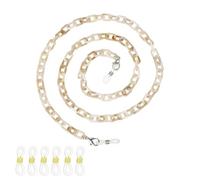 sourcing map Stylish Acrylic Eyeglasses Chain for Woman, Acrylic Mask Lanyard Chains Fashion Sunglasses Strap Holder Necklace Eyewear Retainer Cord with Anti-Slip Silicone Loops, Yellow Khaki