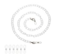 sourcing map Stylish Acrylic Eyeglasses Chain for Woman, Acrylic Mask Lanyard Chains Fashion Sunglasses Strap Holder Necklace Eyewear Retainer Cord with Anti-Slip Silicone Loops, Clear White
