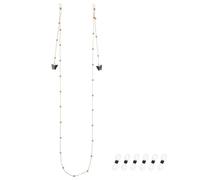 sourcing map Stylish Eyeglass Chain for Woman, Butterfly Gold Bead Mask Lanyard Chains Fashion Sunglasses Strap Holder Necklace Eyewear Retainer Cord with Anti-Slip Silicone Loops, Black