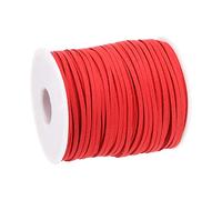 sourcing map Suede Cord, 49.21 Yards 2.6mm Flat Leather Thread String for Purse Handbag Shoelace DIY Crafts Bracelet Making, Red 1 Roll