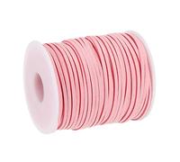sourcing map Suede Cord, 49.21 Yards 2.6mm Flat Leather Thread String for Purse Handbag Shoelace DIY Crafts Bracelet Making, Pink 1 Roll