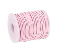 sourcing map Suede Cord, 49.21 Yards 2.6mm Flat Leather Thread String for Purse Handbag Shoelace DIY Crafts Bracelet Making, Light Pink 1 Roll