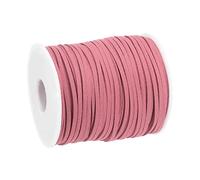 sourcing map Suede Cord, 49.21 Yards 2.6mm Flat Leather Thread String for Purse Handbag Shoelace DIY Crafts Bracelet Making, Dark Pink 1 Roll