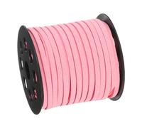 sourcing map Suede Cord, 49.21 Yards 5mm Flat Leather Thread String for Purse Handbag Shoelace DIY Crafts Bracelet Making, Light Pink 1 Roll