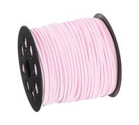 sourcing map Suede Cord, 98.43 Yard 2.6mm Flat Leather Thread String for Purse Handbag Shoelace DIY Crafts Bracelet Making, Pale Pink 1 Roll