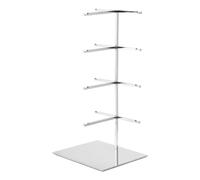 sourcing map Sunglasses Display Stand, 1Pcs - Stainless Steel Sunglass Rack, 4-tier Glasses Stand with Jewelry Holder Base, Eyewear Rack for Optical Shop (Silver)