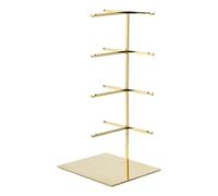 sourcing map Sunglasses Display Stand, 1Pcs - Stainless Steel Sunglass Rack, 4-tier Glasses Stand with Jewelry Holder Base, Eyewear Rack for Optical Shop (Gold)