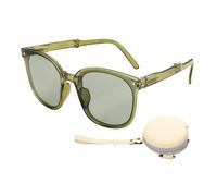sourcing map Sunglasses for Women Men, PC Folding Model Trendy Sunglasses with Original Box Sunshine Protection Shades for Driving, Shopping and Taking Photos, Olive Green