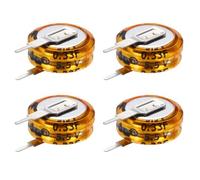 sourcing map Super Capacitor, 5.5V 0.33F V-Type Button Capacitor, High Energy Low Resistance High Consistency for Electronics Toys AC Motor Smart Display Screen (Golden, Pack of 4)