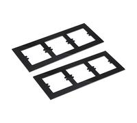 sourcing map Switch Surround Plate Wall Panel Decoration Three Gang Acrylic Black 284mm x 110mm for Home Office Pack of 2