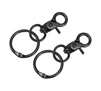 sourcing map Swivel Clasps Lanyard Snap Hook with Binder Rings, 44mm Colorful Lobster Claw Clasp for Keys Organization, DIY Crafting, Black, 2Pcs