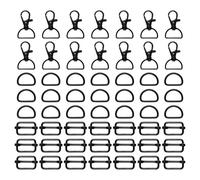 sourcing map Swivel Clasps with D Rings and Slide Buckles Set Metal Swivel Snaps D-Shape Rings Adjustable Rectangle Strap Keeper for Purse Hardware Sewing Craft Project