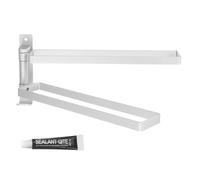 sourcing map Swivel Hand Towel Holder, 180 Degree Swivel Towel Rack 2 Arm Folding Bathroom Towel Hanger for Bath, Aluminum Alloy Wall Mounted Towel Holder Storage Space Saving, Silver