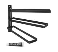 sourcing map Swivel Hand Towel Holder, 180 Degree Swivel Towel Rack 3 Arm Folding Bathroom Towel Hanger for Bath, Aluminum Alloy Wall Mounted Towel Holder Storage Space Saving, Black