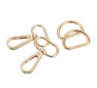 sourcing map Swivel Snap Hook, Zinc Alloy Push Gate Lobster Claw Clasp with D-Rings for Lanyard DIY Crafts Making (1", Gold)