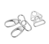 sourcing map Swivel Snap Hook, Zinc Alloy Push Gate Lobster Claw Clasp with Triangle Rings for Lanyard DIY Crafts Making (1", Silver)