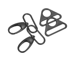 sourcing map Swivel Snap Hook, Zinc Alloy Push Gate Lobster Claw Clasp with Triangle Rings for Lanyard DIY Crafts Making (1 1/2", Black)