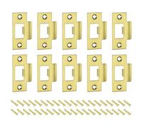 sourcing map T Door Strike Plate, 10Pcs 70mm x 40mm 201 Stainless Steel Latch Deadbolt Strike Plate for Door Frame Door Jamb, Gold