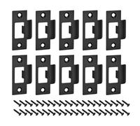 sourcing map T Door Strike Plate, 10Pcs 70mm x 40mm 201 Stainless Steel Latch Deadbolt Strike Plate for Door Frame Door Jamb, Black