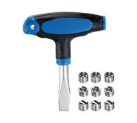 sourcing map T Handle Flat Head Screwdriver 10mm T Handle Slotted Screwdriver with 9pcs 1/4 to 3/8 Inch Interchangeable Camera Screws for Quick Release Plate Camera Tripod Monopod, Blue