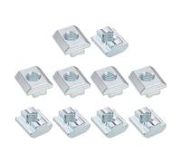 sourcing map t Nuts, 12pcs - Galvanized Carbon Steel t Slot Bolts, 4545 Series M10 Hammer Head Fastener, Sliding t Nuts for Aluminum Extrusion Profile (Silver)