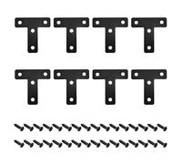 sourcing map T Shape Bracket, 50x50x1mm Carbon Steel Mending Plates for Joint Fastener with Mounting Screws Black 16Pcs