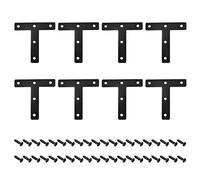 sourcing map T Shape Bracket, 80x80x1mm Carbon Steel Mending Plates for Joint Fastener with Mounting Screws Black 8Pcs
